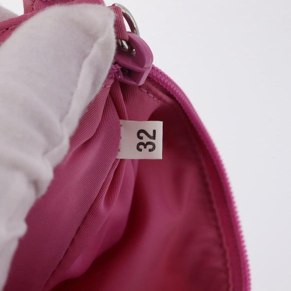 PRADA Hand pouch Hand Bag Nylon Pink Silver Auth 210315A