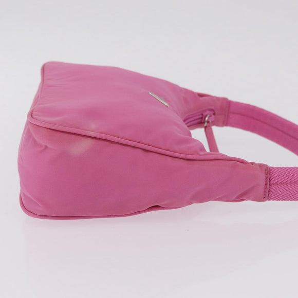 PRADA Hand pouch Hand Bag Nylon Pink Silver Auth 210315A