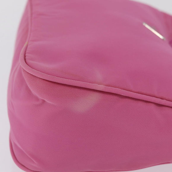 PRADA Hand pouch Hand Bag Nylon Pink Silver Auth 210315A