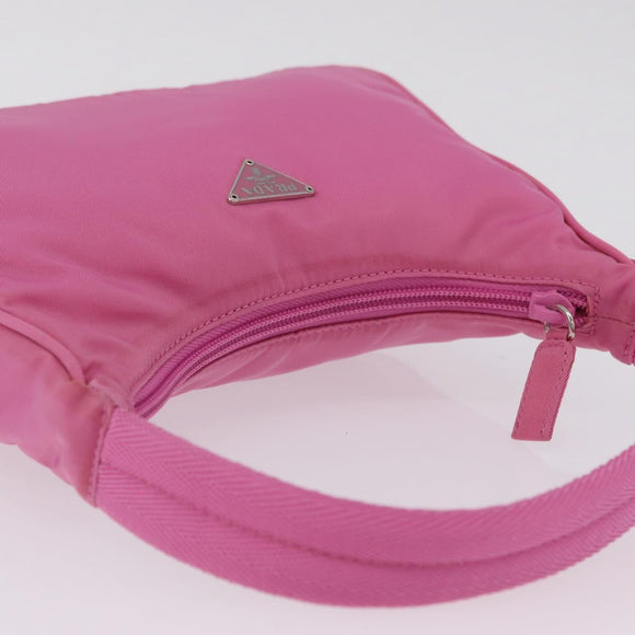 PRADA Hand pouch Hand Bag Nylon Pink Silver Auth 210315A