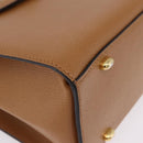 CELINE Hand Bag Leather 2way Beige Gold Auth 210316-12