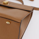 CELINE Hand Bag Leather 2way Beige Gold Auth 210316-13