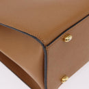 CELINE Hand Bag Leather 2way Beige Gold Auth 210316-14