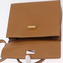 CELINE Hand Bag Leather 2way Beige Gold Auth 210316-17