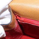 CELINE Hand Bag Leather 2way Beige Gold Auth 210316-22