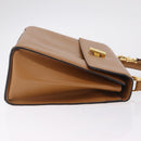 CELINE Hand Bag Leather 2way Beige Gold Auth 210316-4