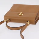 CELINE Hand Bag Leather 2way Beige Gold Auth 210316-6