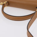CELINE Hand Bag Leather 2way Beige Gold Auth 210316-7