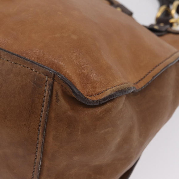 Miu Miu Hand Bag Leather Brown Gold Auth 210317