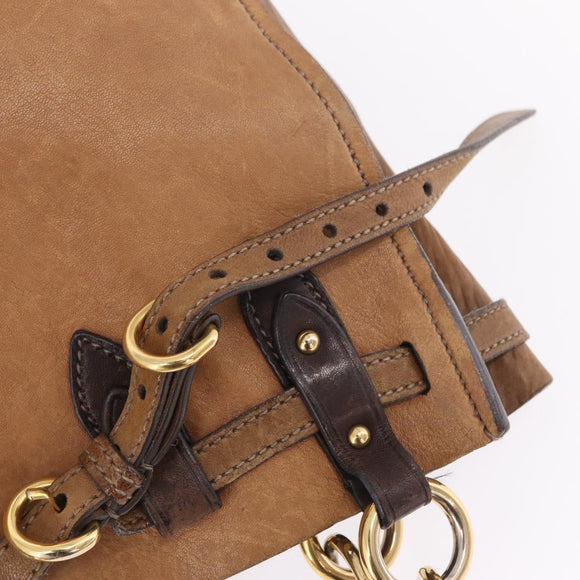 Miu Miu Hand Bag Leather Brown Gold Auth 210317