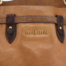 Miu Miu Hand Bag Leather Brown Gold Auth 210317-18