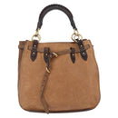 Miu Miu Hand Bag Leather Brown Gold Auth 210317-3
