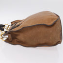 Miu Miu Hand Bag Leather Brown Gold Auth 210317-5