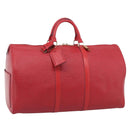 LOUIS VUITTON Epi Keepall 55 Boston Bag Red M42957 LV Auth 210325V-1