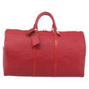 LOUIS VUITTON Epi Keepall 55 Boston Bag Red M42957 LV Auth 210325V-2