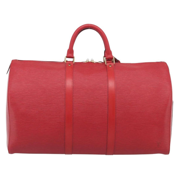 LOUIS VUITTON Epi Keepall 55 Boston Bag Red M42957 LV Auth 210325V