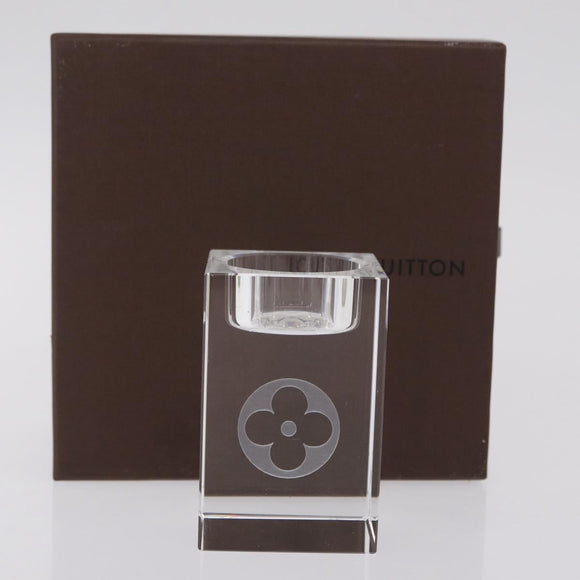 LOUIS VUITTON Candle Stand Glass Clear LV Auth 210339M