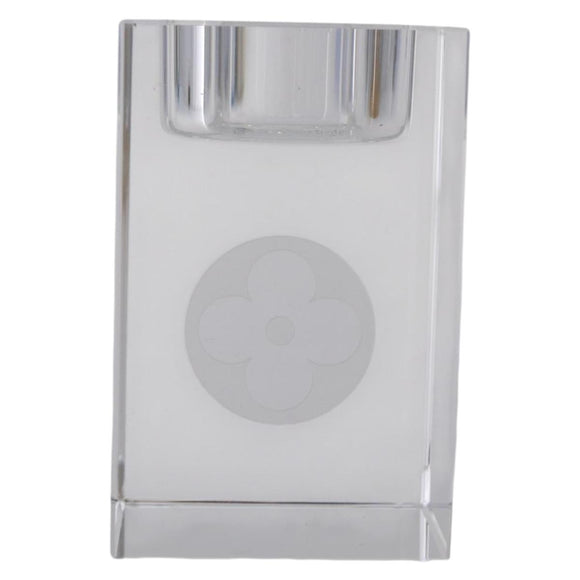 LOUIS VUITTON Candle Stand Glass Clear LV Auth 210339M