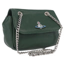 Vivienne Westwood Chain Shoulder Bag Leather Green Silver Auth 210344A-1