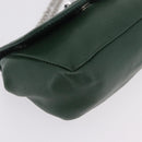 Vivienne Westwood Chain Shoulder Bag Leather Green Silver Auth 210344A-11