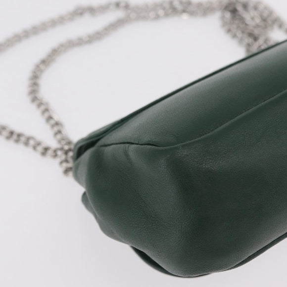 Vivienne Westwood Chain Shoulder Bag Leather Green Silver Auth 210344A
