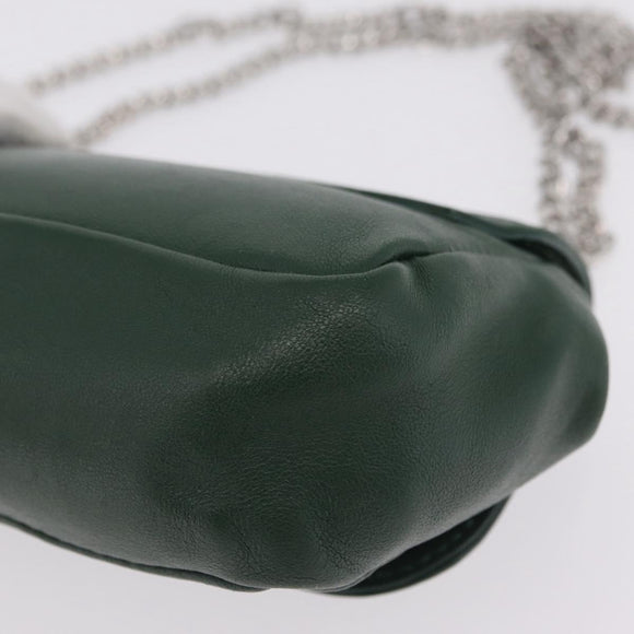 Vivienne Westwood Chain Shoulder Bag Leather Green Silver Auth 210344A
