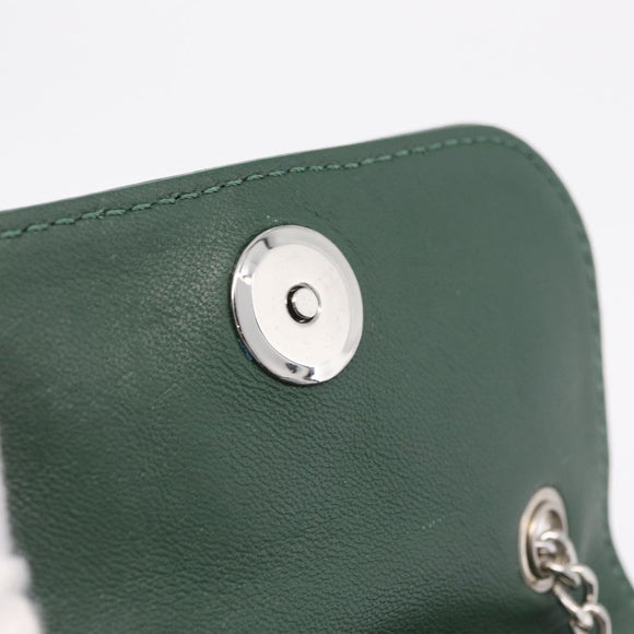 Vivienne Westwood Chain Shoulder Bag Leather Green Silver Auth 210344A