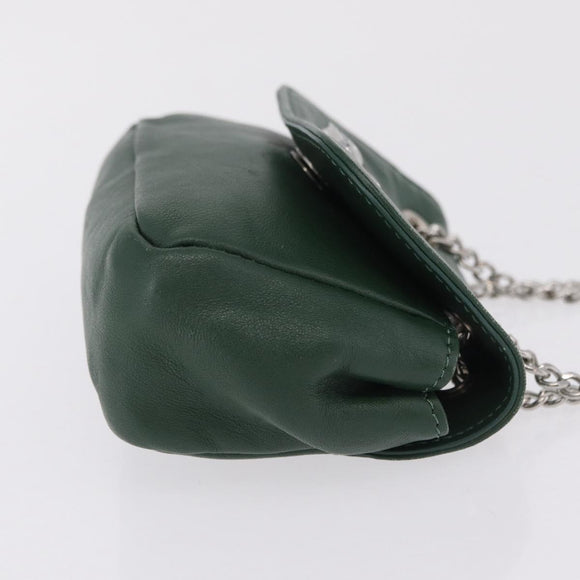 Vivienne Westwood Chain Shoulder Bag Leather Green Silver Auth 210344A