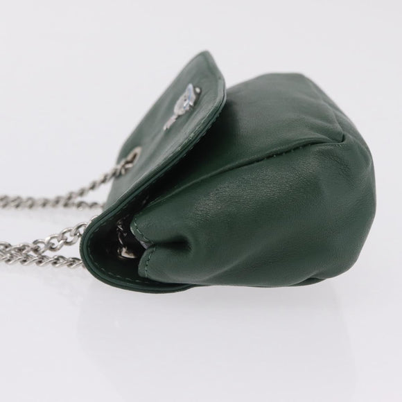 Vivienne Westwood Chain Shoulder Bag Leather Green Silver Auth 210344A