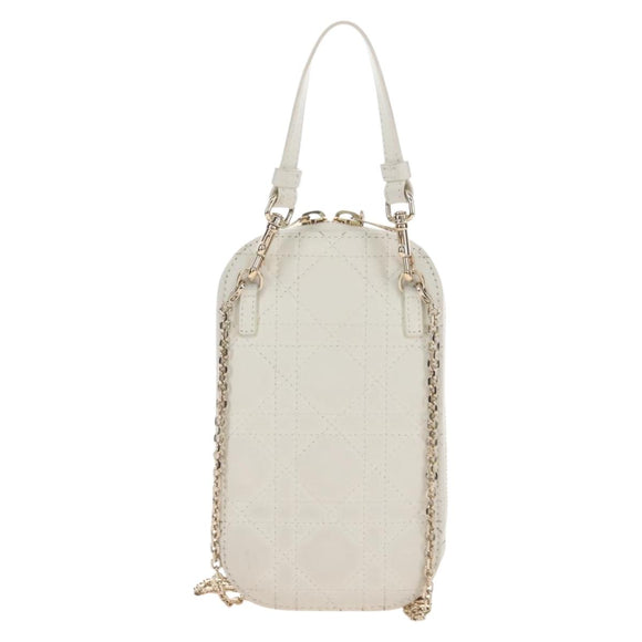 Christian Dior Lady Dior Canage Phone Holder Chain Lamb Skin Auth 210345SAM