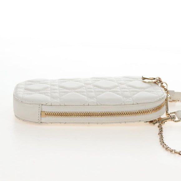 Christian Dior Lady Dior Canage Phone Holder Chain Lamb Skin Auth 210345SAM