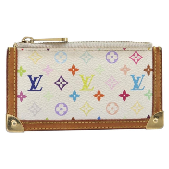 LOUIS VUITTON Monogram Multicolor Pochette Cles Purse White M92655 Auth 210347