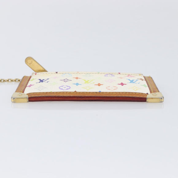 LOUIS VUITTON Monogram Multicolor Pochette Cles Purse White M92655 Auth 210347