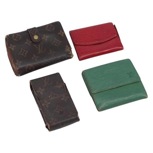 LOUIS VUITTON Epi Monogram Wallet 4 Set Green Red LV Auth 210349