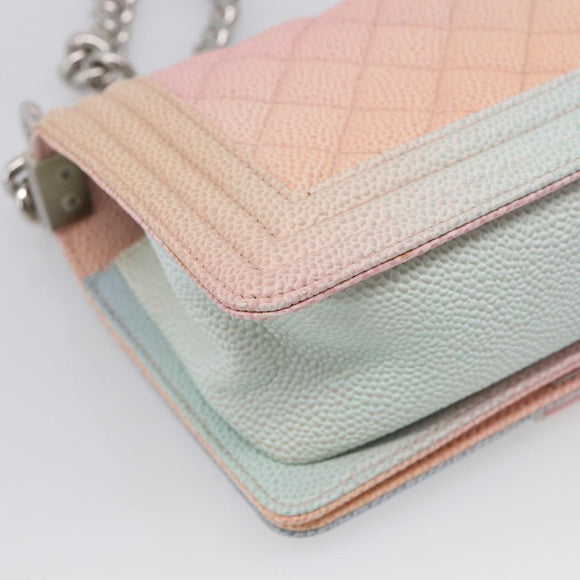CHANEL Matelasse Boy Chanel Chain Shoulder Bag Caviar Skin Pink Auth 210356SAM