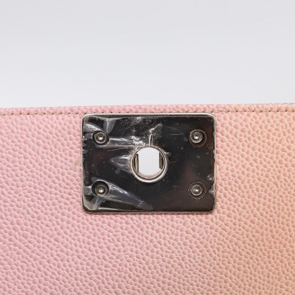CHANEL Matelasse Boy Chanel Chain Shoulder Bag Caviar Skin Pink Auth 210356SAM