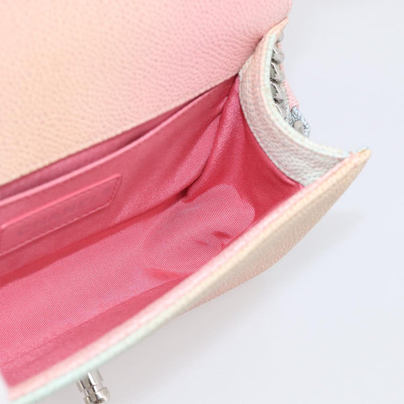 CHANEL Matelasse Boy Chanel Chain Shoulder Bag Caviar Skin Pink Auth 210356SAM