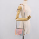 CHANEL Matelasse Boy Chanel Chain Shoulder Bag Caviar Skin Pink Auth 210356SAM-25