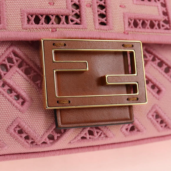 FENDI Zucca Canvas Mamma Baguette Shoulder Bag 2way Pink 8BR600 Auth 210371M