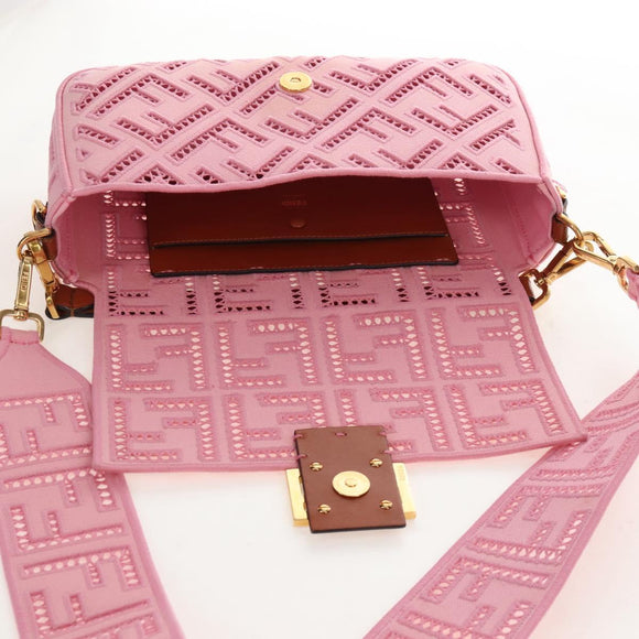 FENDI Zucca Canvas Mamma Baguette Shoulder Bag 2way Pink 8BR600 Auth 210371M