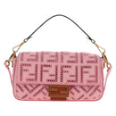 FENDI Zucca Canvas Mamma Baguette Shoulder Bag 2way Pink 8BR600 Auth 210371M-2