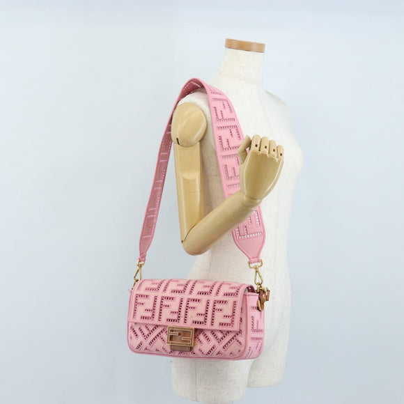FENDI Zucca Canvas Mamma Baguette Shoulder Bag 2way Pink 8BR600 Auth 210371M