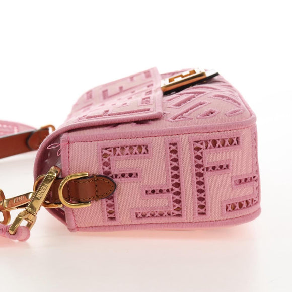 FENDI Zucca Canvas Mamma Baguette Shoulder Bag 2way Pink 8BR600 Auth 210371M