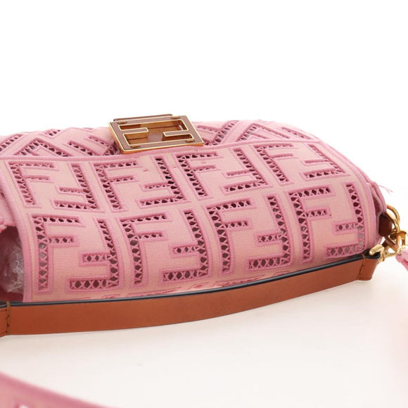 FENDI Zucca Canvas Mamma Baguette Shoulder Bag 2way Pink 8BR600 Auth 210371M
