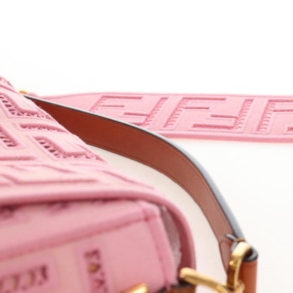 FENDI Zucca Canvas Mamma Baguette Shoulder Bag 2way Pink 8BR600 Auth 210371M