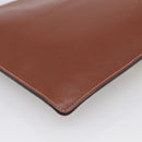 LOEWE Clutch Bag Leather Brown Silver Auth 210375M-16