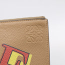 LOEWE Clutch Bag Leather Brown Silver Auth 210375M-12