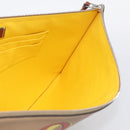 LOEWE Clutch Bag Leather Brown Silver Auth 210375M-16