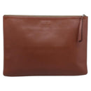 LOEWE Clutch Bag Leather Brown Silver Auth 210375M-3