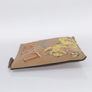 LOEWE Clutch Bag Leather Brown Silver Auth 210375M-3